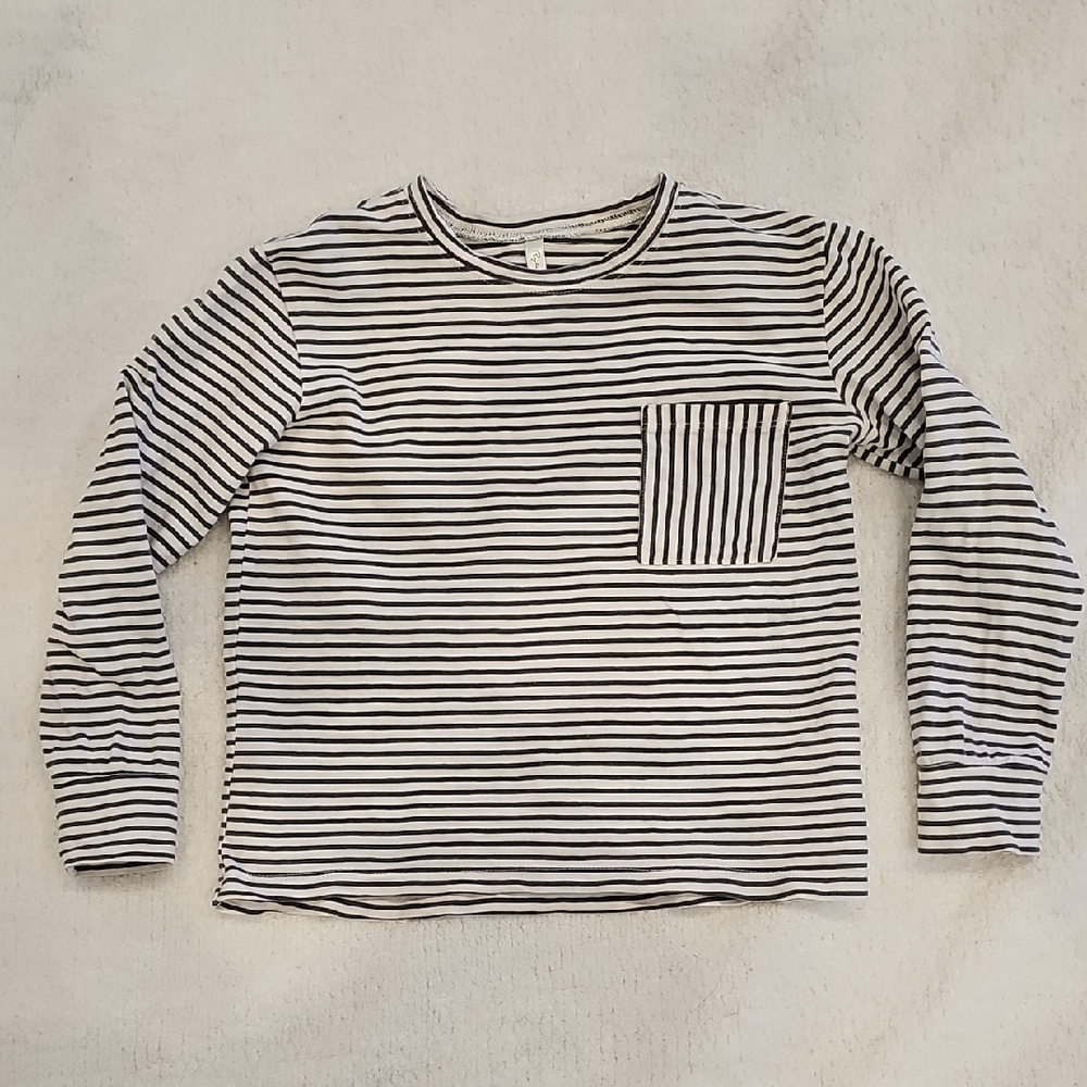 Rylee + Cru Striped Long Sleeve Skater Tee – Size 4/5Y Green And White